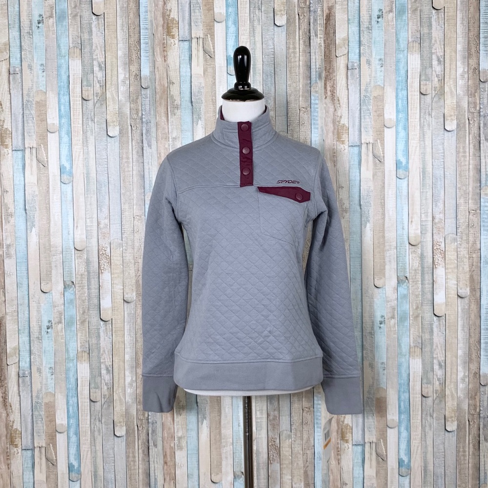 New‎ Spyder S Gray Quilted T Snap Pullover